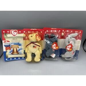 McDonalds TY Beanie Babies American Trio Lefty Righty Libearty Sealed Set